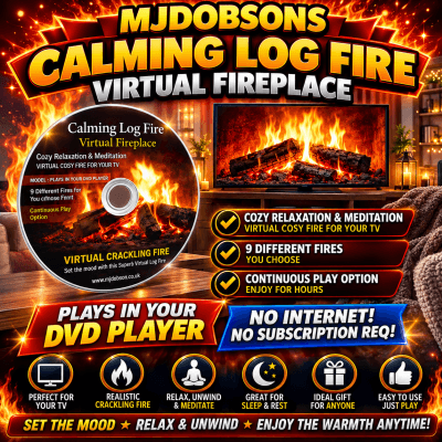 Fire Virtual Fireplace Log Soothing Calming DVD