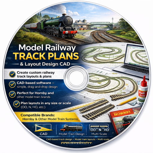 Train CAD Layouts Railway Design-Build Model Track Plans CAD Hornby OO Gauge DVD