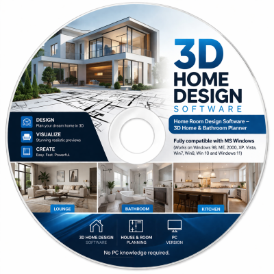 3D Home, Bathroom, Kitchen Home Builder Easy to use DVD