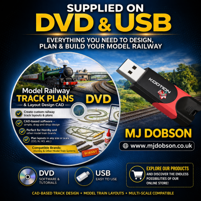 Train CAD Layouts Railway Design-Build Model Track Plans CAD Hornby OO Gauge USB + DVD