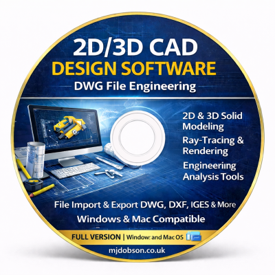 Computer Aided Software 2D 3D Engineering Model Windows Mac DVD