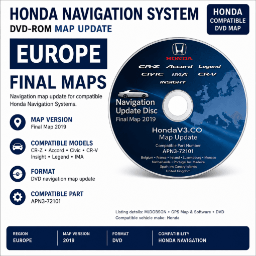 Honda V3.C0 Sat Nav Map Update DVD 2018 – Western Europe