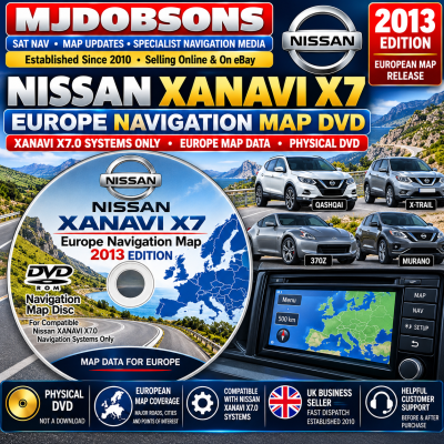 Nissan Xanavi X7.0 Sat Nav Map Update DVD – UK & Europe
