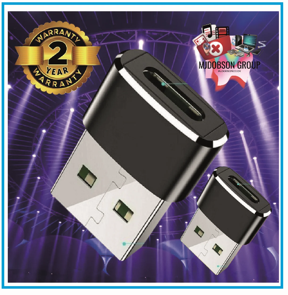 USB 3.0 Type C Female to USB A Male Adapter Converter Plug x 2