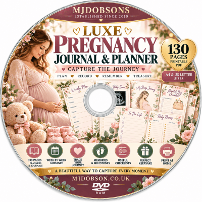 PREGNANCY JOURNAL & PLANNER  LUXE-130 PAGE PRINTABLE PDF Capture the journey DVD