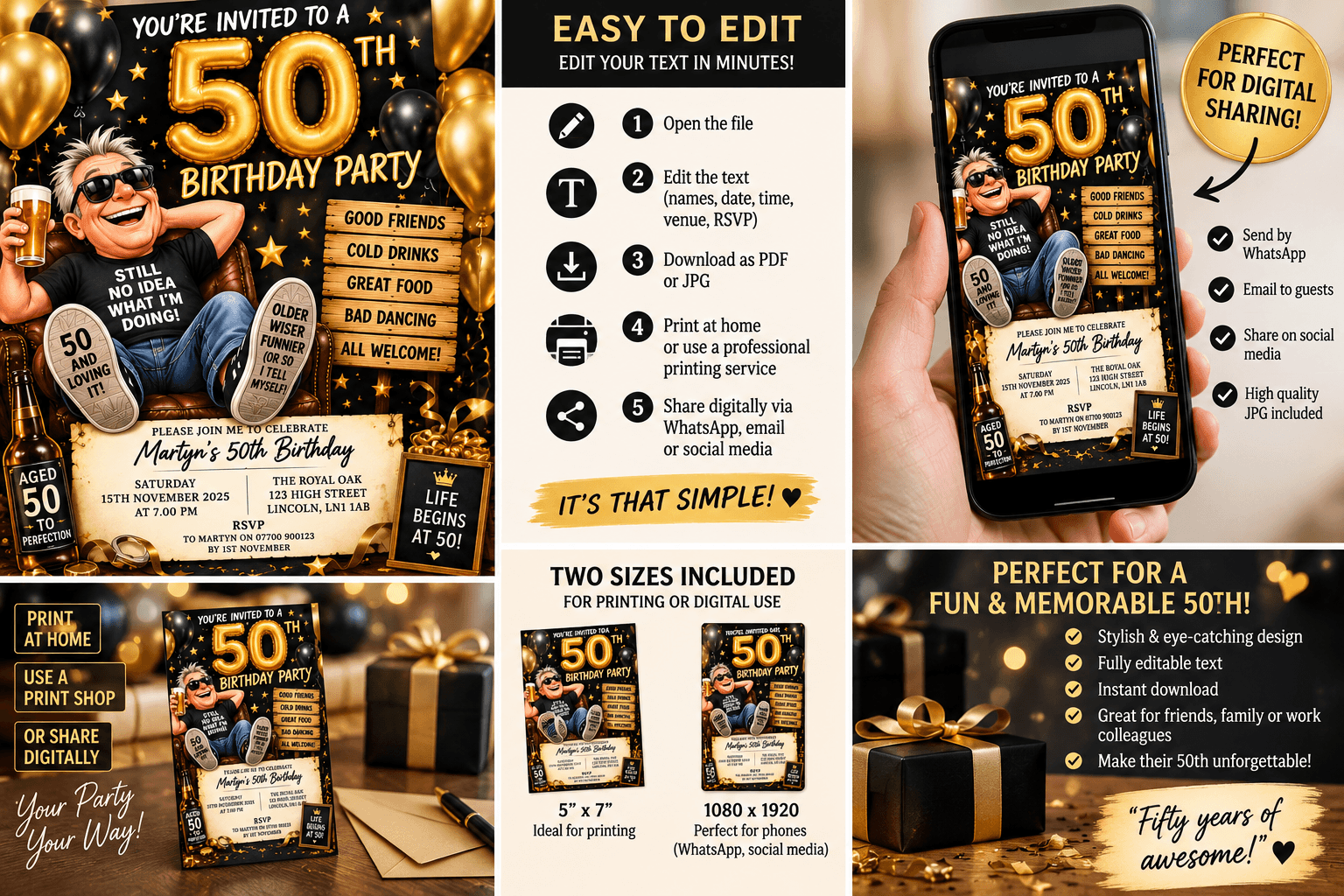 Funny 50th Birthday Invitation | Questionable Decisions Party Invite (Editable PDF)
