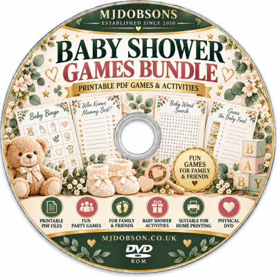 Baby shower games,baby shower bundle,baby shower pdf, printable baby shower, DVD