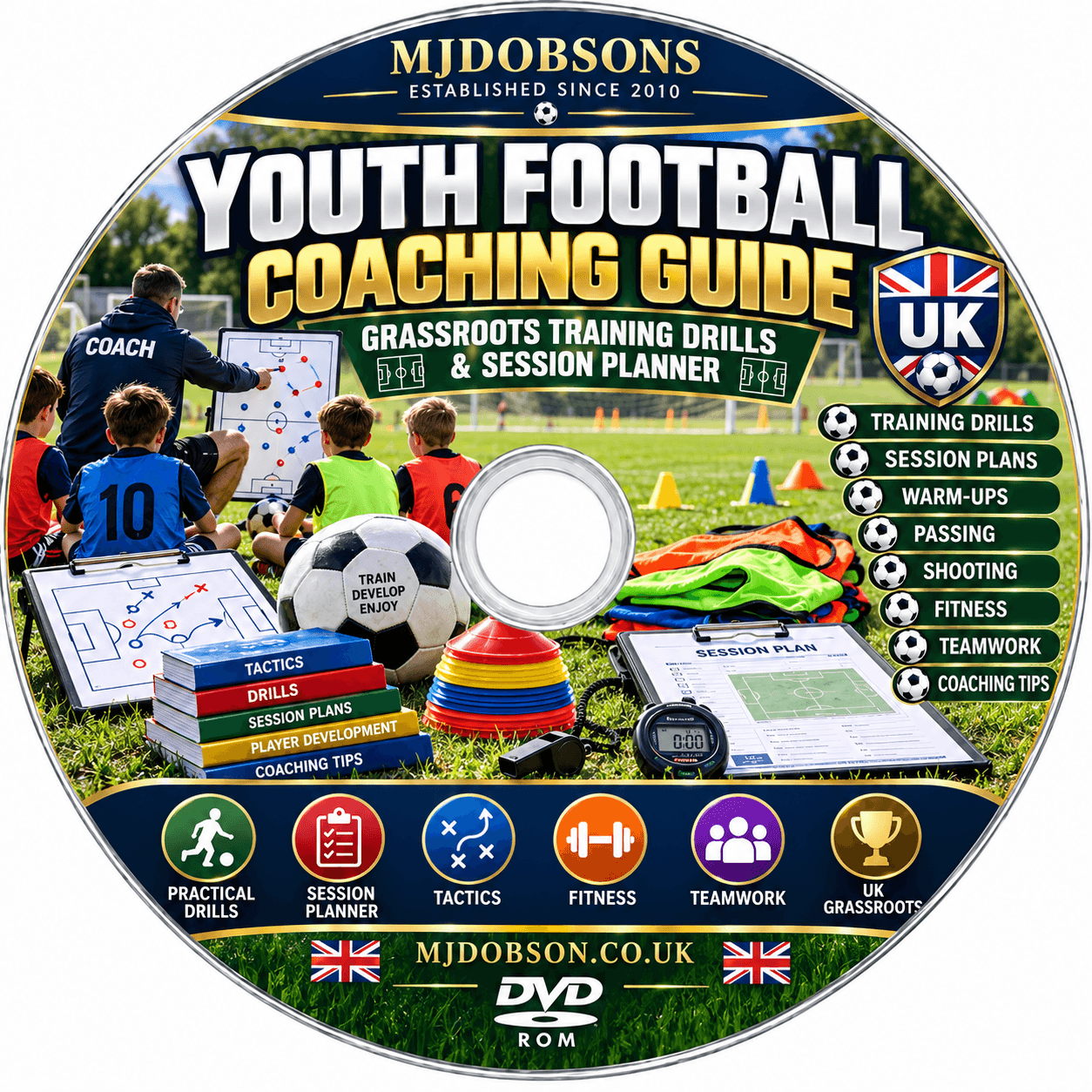 Youth Football Coaching Guide DVD Grassroots Training Drills Session Planner UK