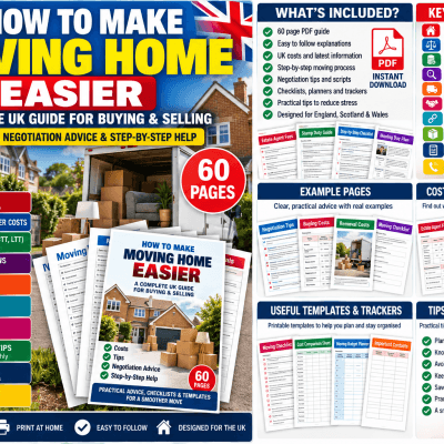 UK Moving House Planner | 60-Page Printable Checklist, Budget, Address Change (PDF)