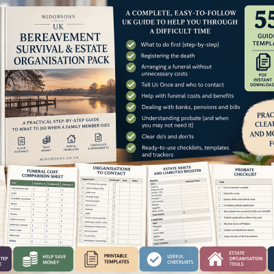 UK BEREAVEMENT SURVIVAL & ESTATE ORGANISATION PACK