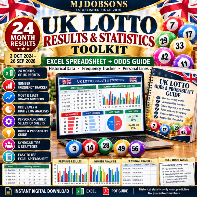 UK LOTTERY WINNING Numbers & Statistics Pack