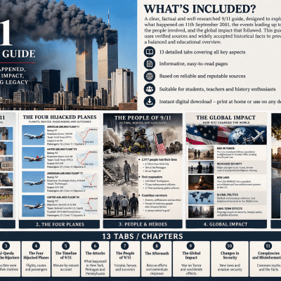 9/11 What Happened? Factual History Guide PDF | September 11 Timeline, Evidence, Investigations & Legacy | Digital Download
