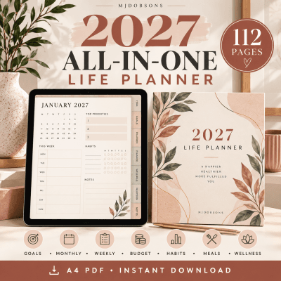 2027 All-In-One LIFE PLANNER – 112 Page Digital Download