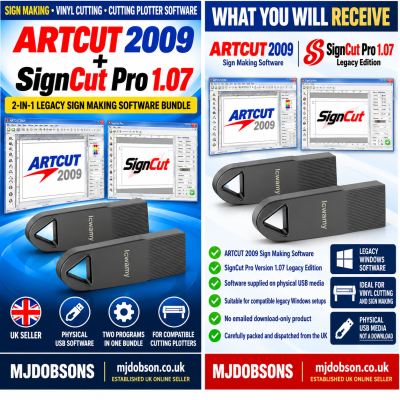 SignCut Pro 1.07+ Artcut 2009 Vinyl Cutter Plotter Software USB Bundle