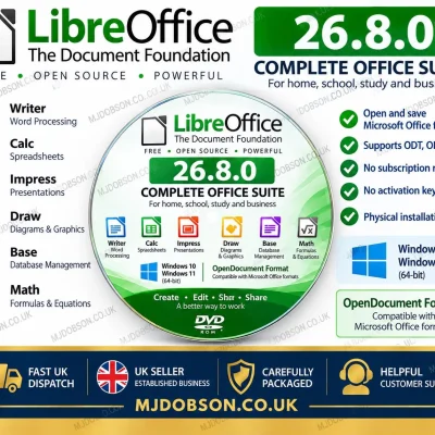 LibreOffice 26.8 + UK Small Business Accounts Bookkeeping Spreadsheets DVD