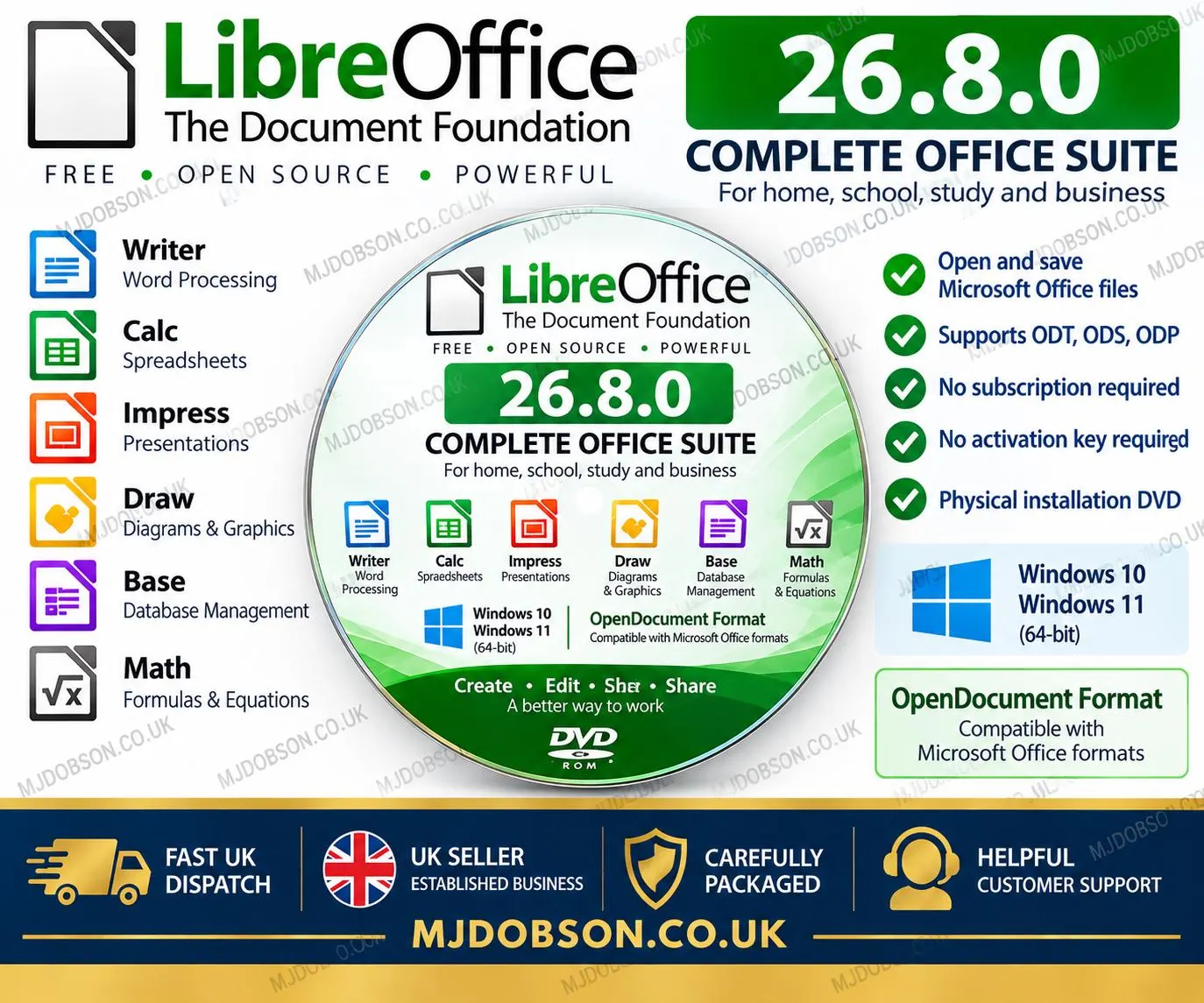 LibreOffice 26.8 + UK Small Business Accounts Bookkeeping Spreadsheets DVD